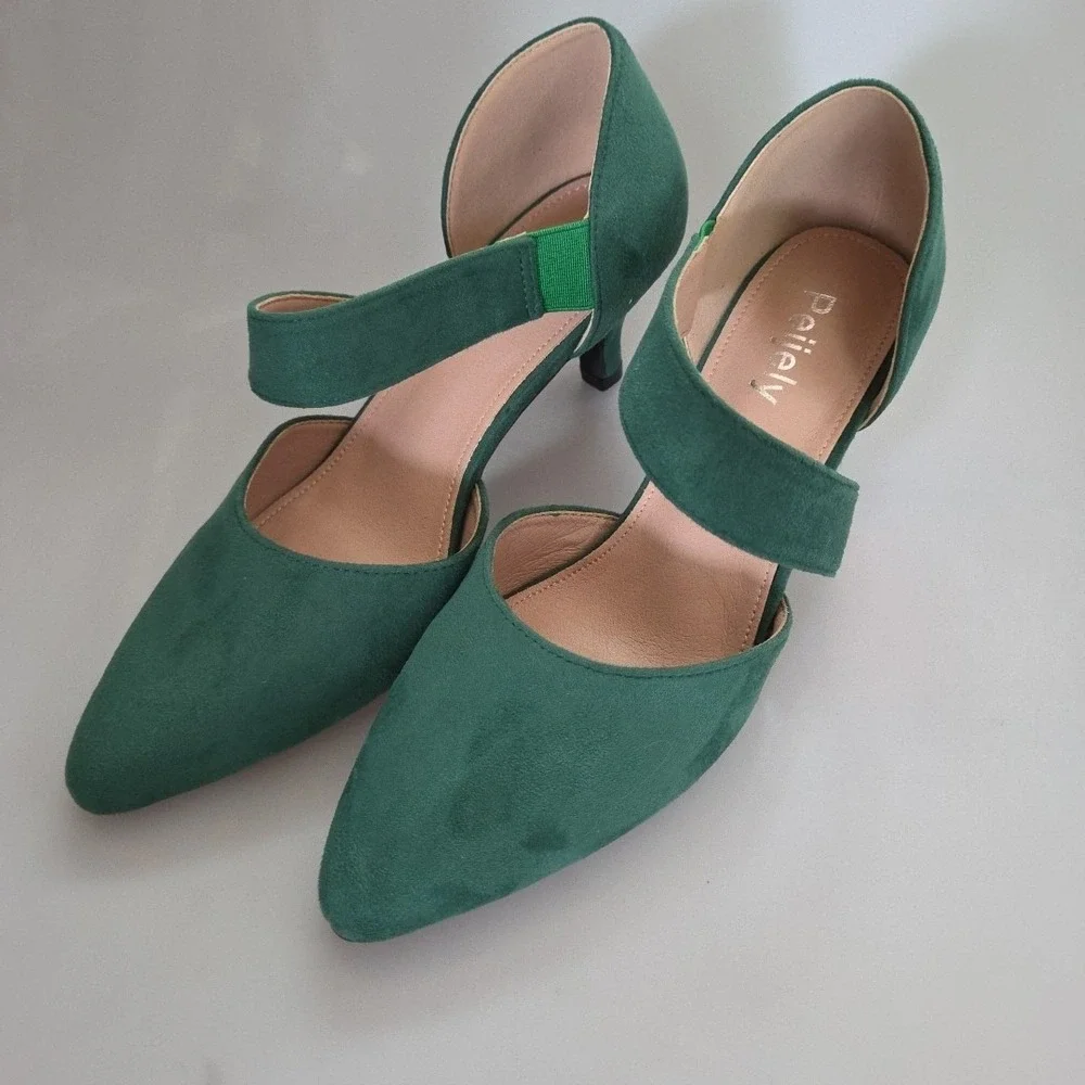 Women's Closed Pointed Toe‎ Heels Strap D'Orsay Kitten Heel Slip On Dressy 9